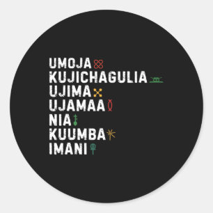 Seven Principles Of Kwanzaa Happy Kwanzaa 8 Classic Round Sticker