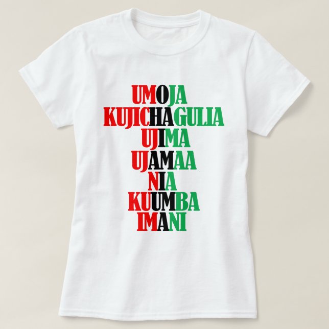 Seven Principles of Kwanzaa Kinara Colours T-Shirt (Design Front)