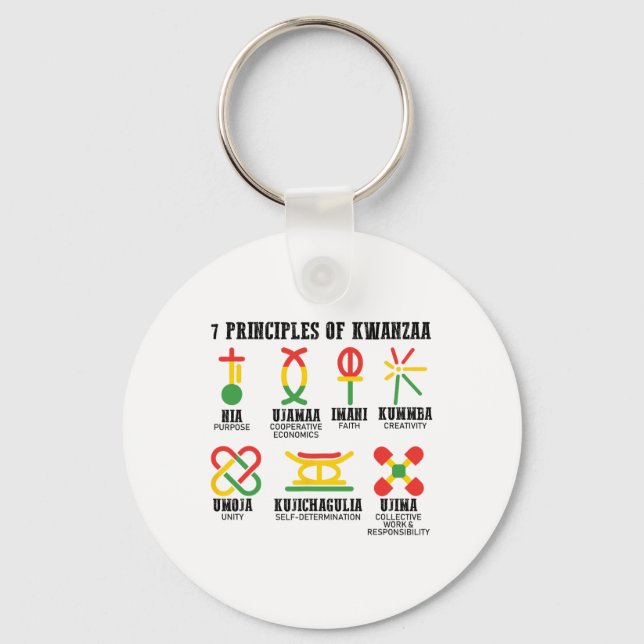 Seven Principles Of Kwanzaa Proud African American Keychain (Front)