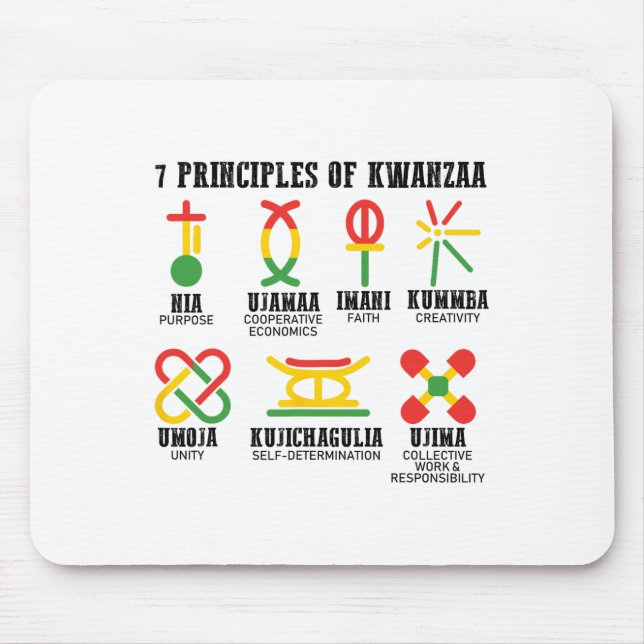 Seven Principles Of Kwanzaa Proud African American Mouse Pad (Front)