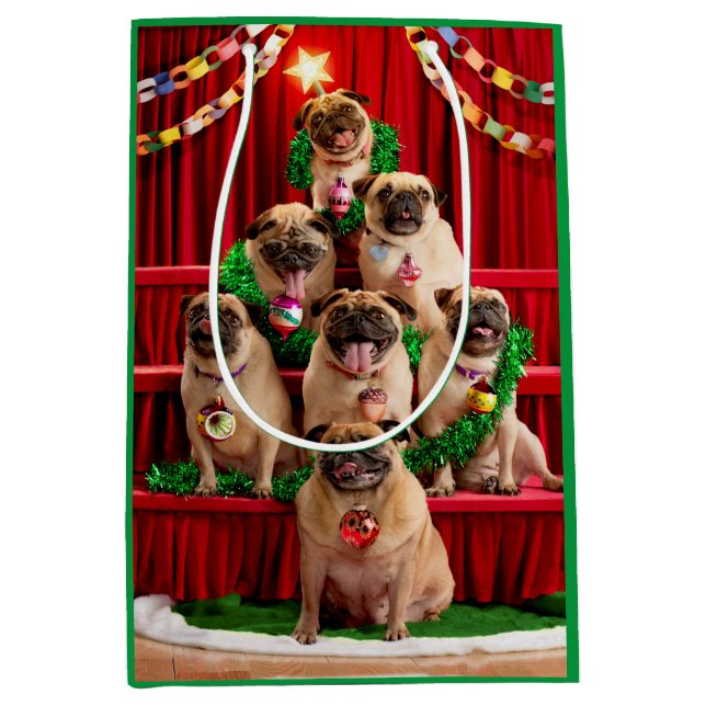 Seven Pugs-a-Posing Medium Gift Bag (Front)