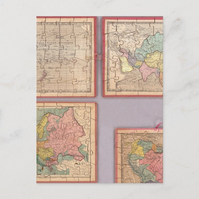 Seven Puzzle Maps of the World Postcard (Front)