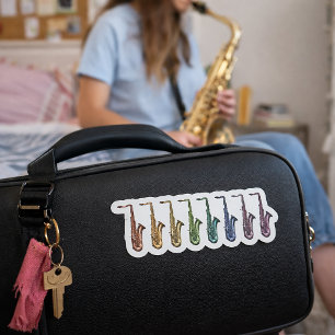 Seven Rainbow Saxophones Colourful Instruments