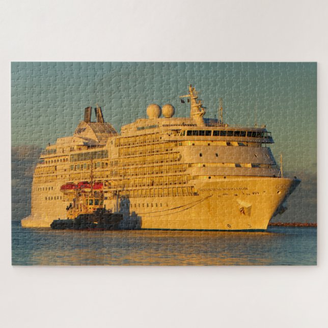 Seven Seas Navigator cruise ship arriving at dawn Jigsaw Puzzle (Horizontal)