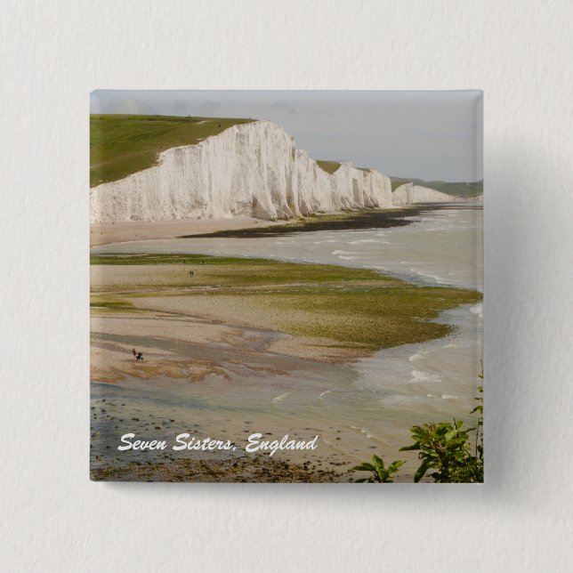 Seven Sisters and Beachy Head Badge 2 Inch Square Button (Front)