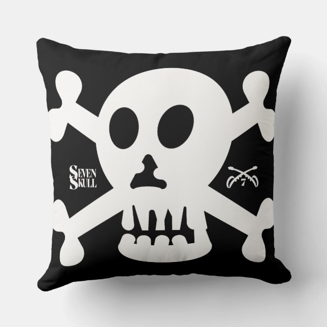 SEVEN SKULL BY MASANSER PIXELAT THROW PILLOW (Back)