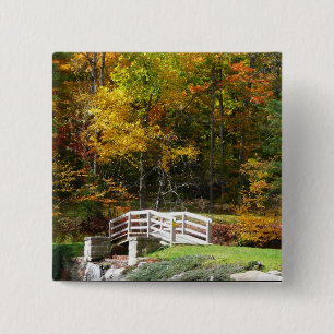 Seven Springs Fall Bridge I Autumn Landscape 2 Inch Square Button