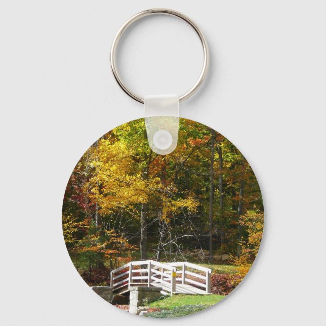 Seven Springs Fall Bridge I Autumn Landscape Keychain (Front)