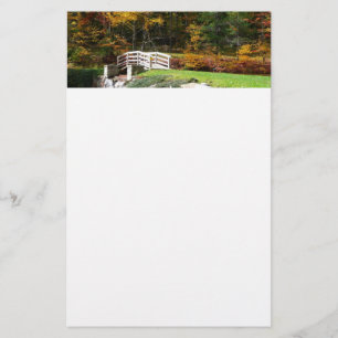 Seven Springs Fall Bridge I Autumn Landscape Stationery