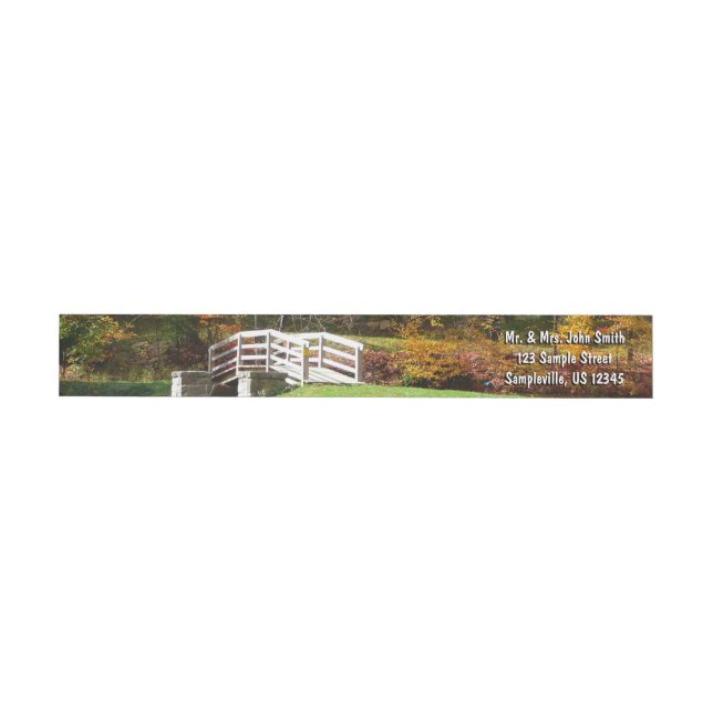 Seven Springs Fall Bridge I Autumn Landscape Wrap Around Label (Individual)