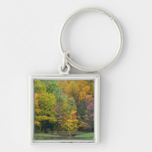 Seven Springs Fall Bridge II Autumn Landscape Keychain