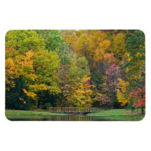 Seven Springs Fall Bridge II Autumn Landscape Magnet