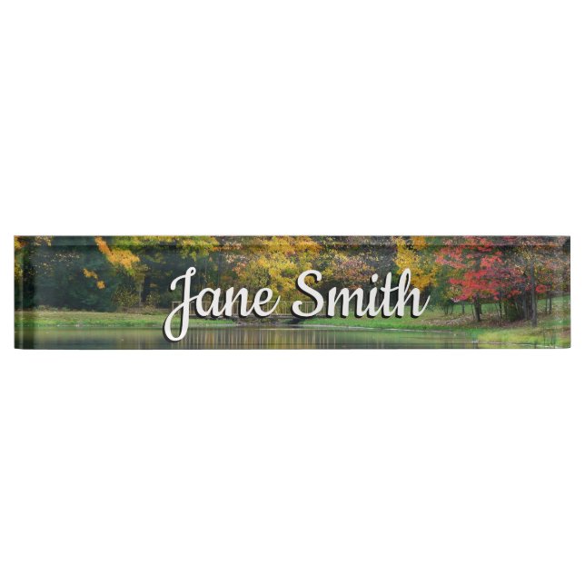 Seven Springs Fall Bridge II Autumn Landscape Nameplate (Front)