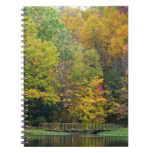 Seven Springs Fall Bridge II Autumn Landscape Notebook