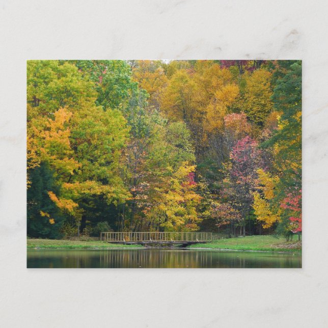 Seven Springs Fall Bridge II Autumn Landscape Postcard (Front)