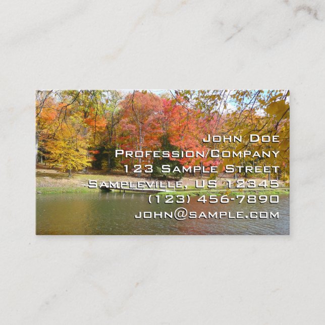 Seven Springs Fall Bridge III Autumn Landscape Business Card (Front)