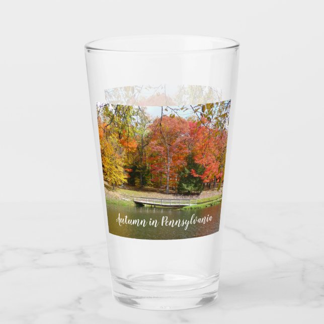 Seven Springs Fall Bridge III Autumn Landscape Glass (Front)
