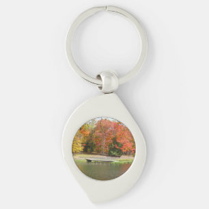 Seven Springs Fall Bridge III Autumn Landscape Keychain
