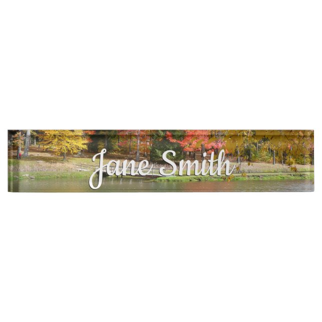 Seven Springs Fall Bridge III Autumn Landscape Nameplate (Front)