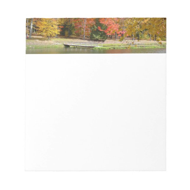 Seven Springs Fall Bridge III Autumn Landscape Notepad (Front)