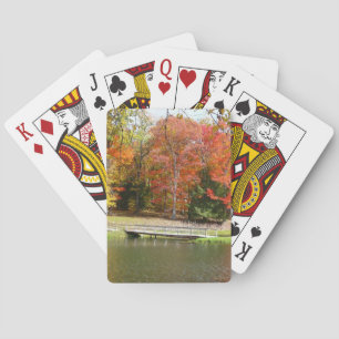 Seven Springs Fall Bridge III Autumn Landscape Playing Cards