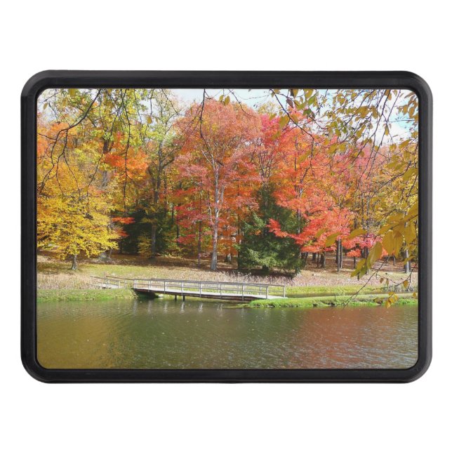 Seven Springs Fall Bridge III Autumn Landscape Trailer Hitch Cover (Front)