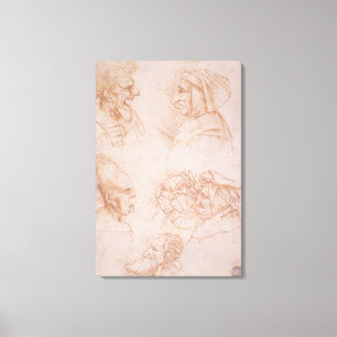 Seven Studies of Grotesque Faces (red chalk on pap Canvas Print