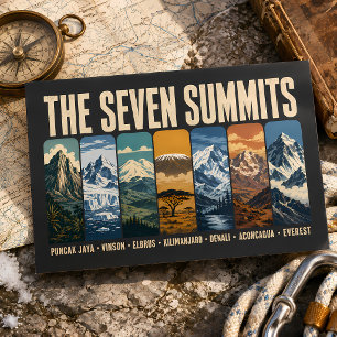 Seven Summits Mountain Landmarks Illustration Postcard
