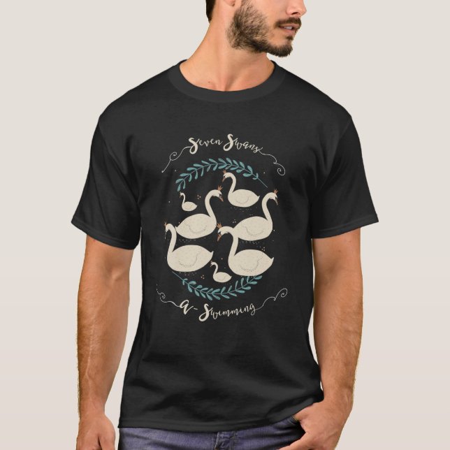 Seven Swans A-Swimming 12 Days Of Christmas Song C T-Shirt (Front)