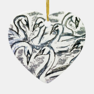 Seven Swans A Swimming Ceramic Ornament