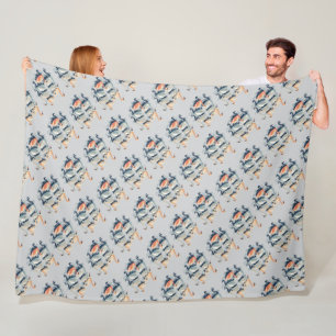 Seven Swans A Swimming Cut-Out Stencil-Style 2 Fleece Blanket