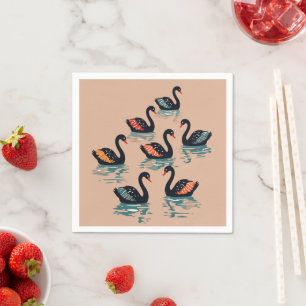Seven Swans A Swimming Cut-Out Stencil-Style 3 Napkin