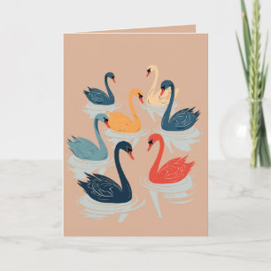 Seven Swans A Swimming Cut-Out Stencil-Style 7 Holiday Card