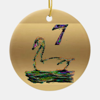 Seven swans a-swimming gold Christmas Decoration