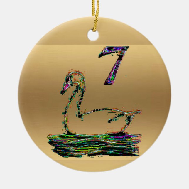 Seven swans a-swimming gold Christmas Decoration (Front)