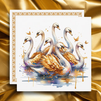 Seven swans a-swimming | Twelve Days of Christmas Holiday Card