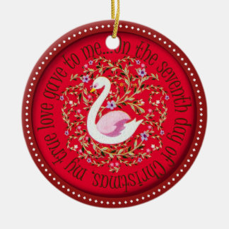 Seven swans aswimming ceramic ornament