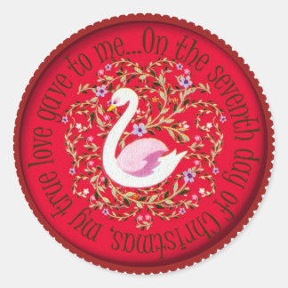 Seven swans aswimming classic round sticker