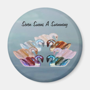 Seven Swans Holiday Magnet
