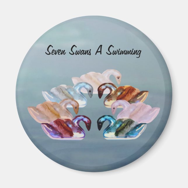 Seven Swans Holiday Magnet (Front)