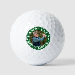 Seven-tee & Still Swinging Funny 70th Birthday Golf Balls