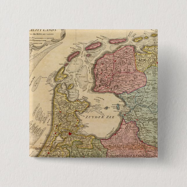 Seven United Provinces 2 Inch Square Button (Front)