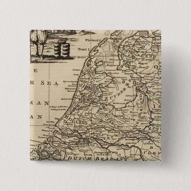 Seven United Provinces 4 2 Inch Square Button (Front)