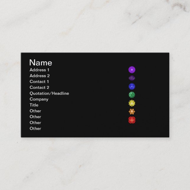 Seven vertical chakras business card (Front)