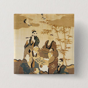 Seven wise men in the bamboo forest 2 inch square button