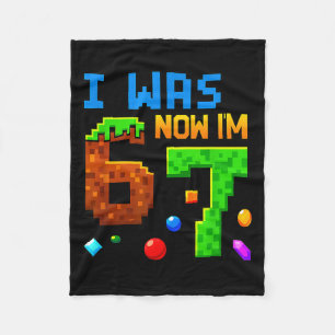 Seven Year Old Birthday, Was 6 Now I'm 7 Funny 67  Fleece Blanket