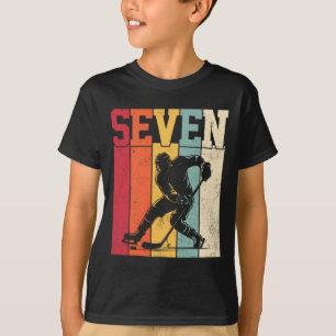 Seven Years Old Ice Hockey Lover Retro 7th Birthda T-Shirt