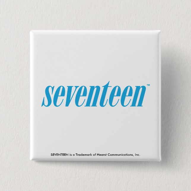 Seventeen Logo-Aqua 2 Inch Square Button (Front)