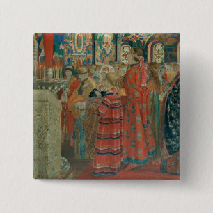 Seventeenth Century Russian Women at Church 2 Inch Square Button