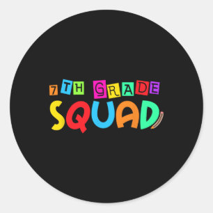 Seventh 7th Grade Squad Back To School First Day O Classic Round Sticker